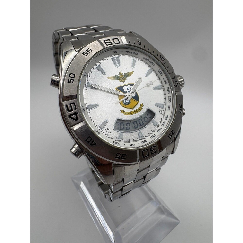 Armitron Mens Blue Angels Ana-Digi Stainless Steel Watch 20/4493SV New Battery